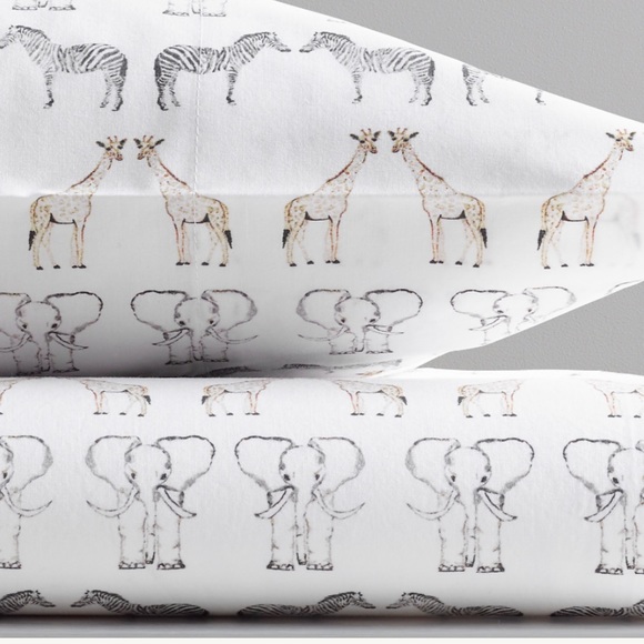 Restoration Hardware Baby&Child WATERCOLOR SAFARI ANIMAL PRINT (2) PILLOWCASES - Picture 1 of 9